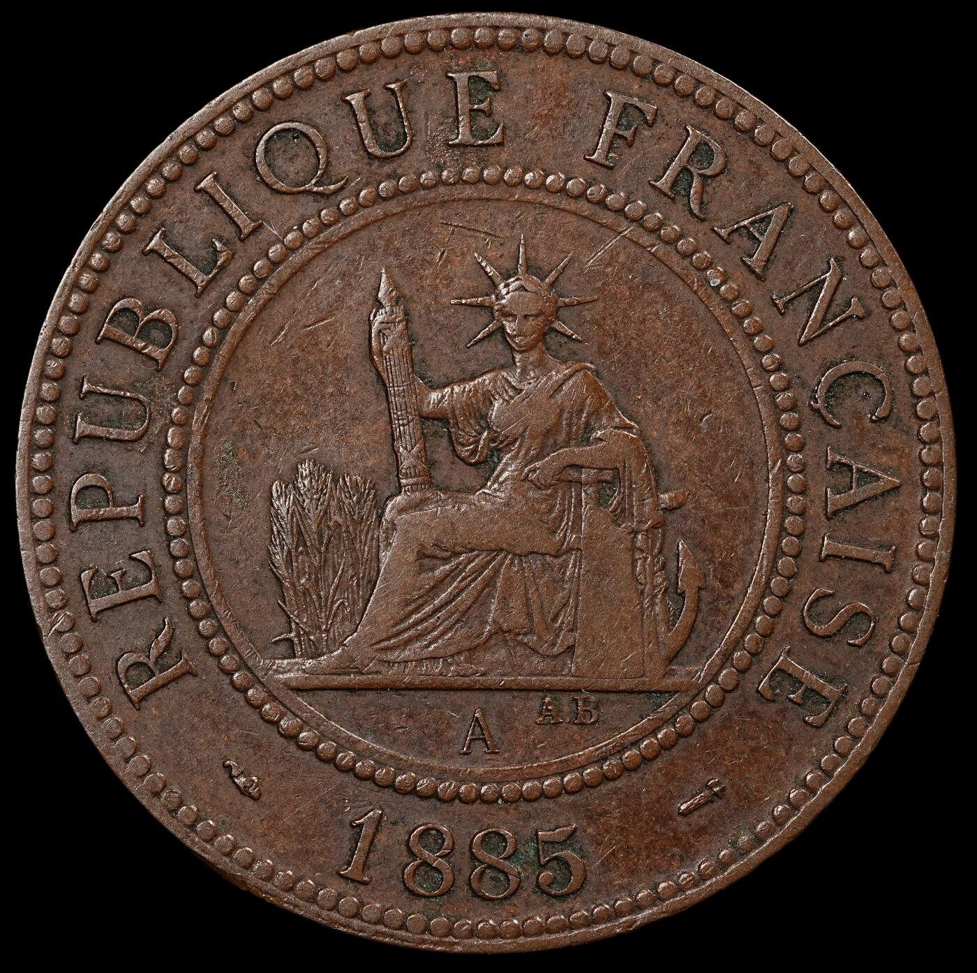 修遠堂世界钱币第九十四期 1885年法属交趾支那百分之一铜币 少见的年份