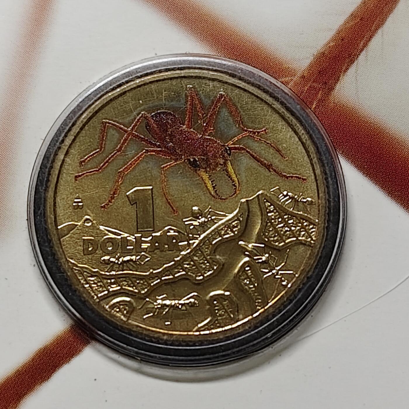 【全场包邮】纯粹捡漏拍480场（免费代拍第17场） 澳大利亚2014年1元彩色昆虫系列红牛蚁官方卡装彩色纪念币