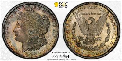 博洋堂藏家专场系列之美国钱币白金之夜专场暨第148期（全场包邮） - PCGS MS66 美国1880 S 摩根 双面覆盖五彩包浆 品相完美