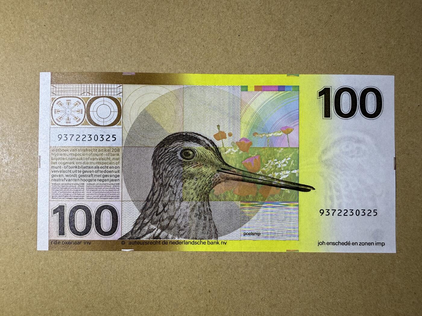 《艾美收藏》第221期-11.23周日黄金场精品荟萃 荷兰100盾 UNC 经典水鸟 轻微荧光 无4