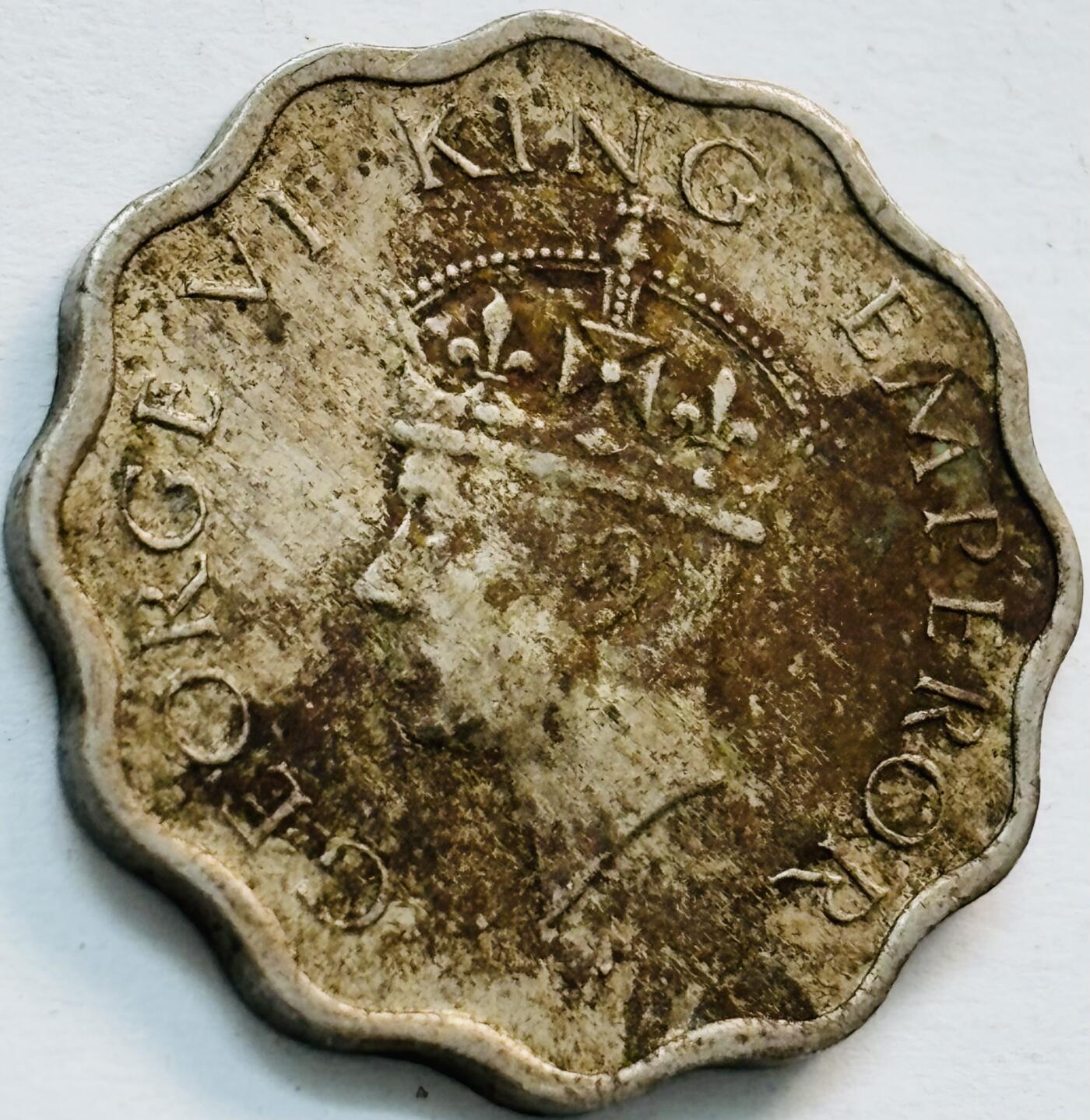 文馨钱币收藏第 282 场，【 长期接收代拍品】，加拿大老铜代用币，银币，德三系列场 1941 年英属印度乔治六世 1 安娜，第二版关门年，只发行三年