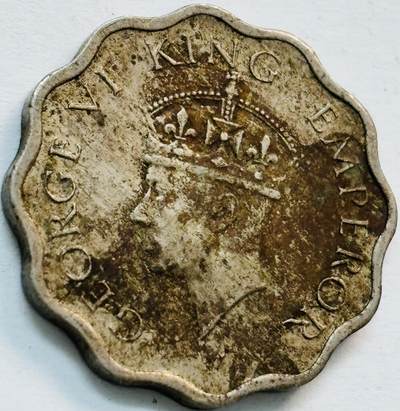 文馨钱币收藏第 282 场，【 长期接收代拍品】，加拿大老铜代用币，银币，德三系列场 - 1941 年英属印度乔治六世 1 安娜，第二版关门年，只发行三年