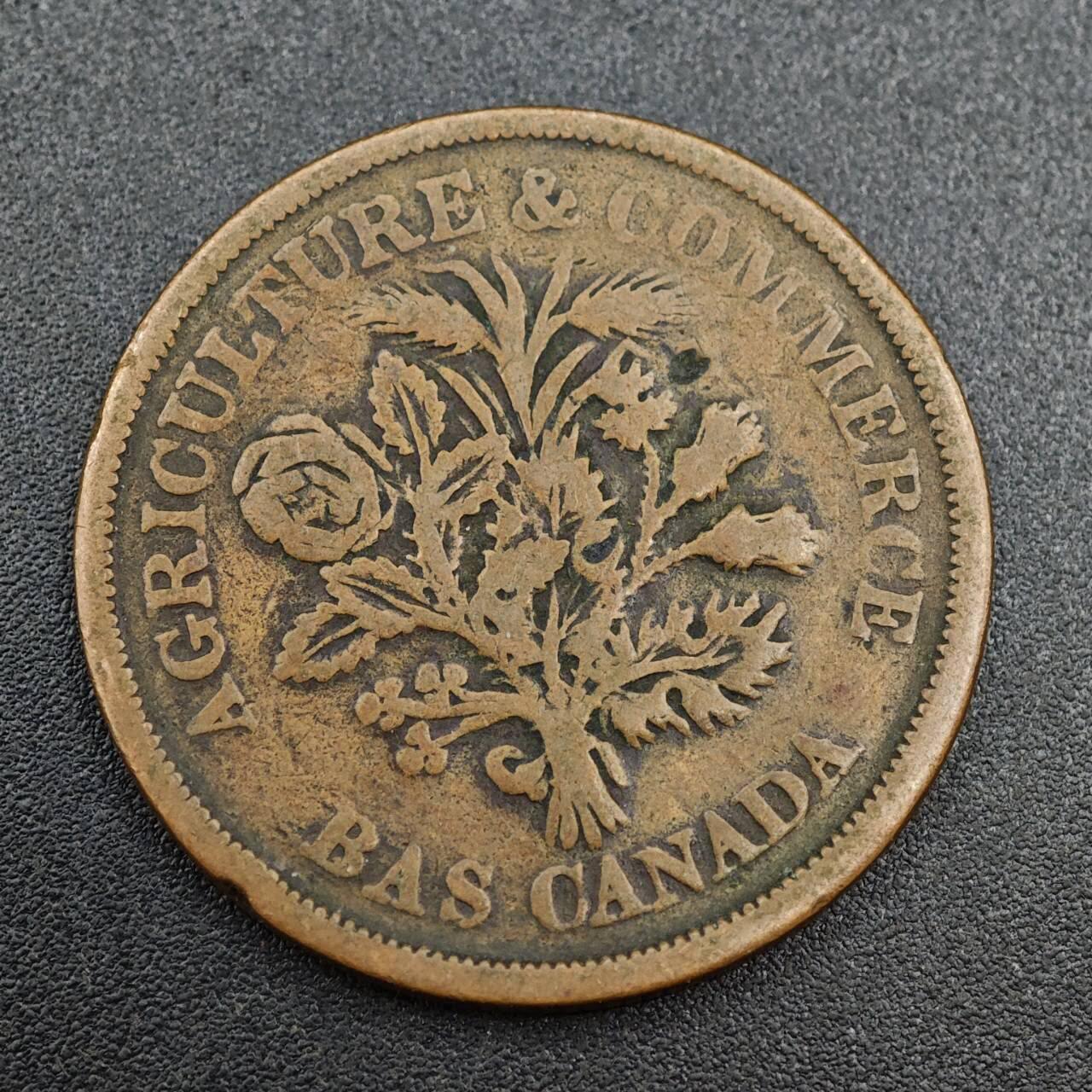 【淘币小摊】实时拍第八百零三拍   散币套币场   满百包邮可预留二周 每周一统一发货   下加拿大蒙特利尔农业贸易半便士铜币代币(法版)