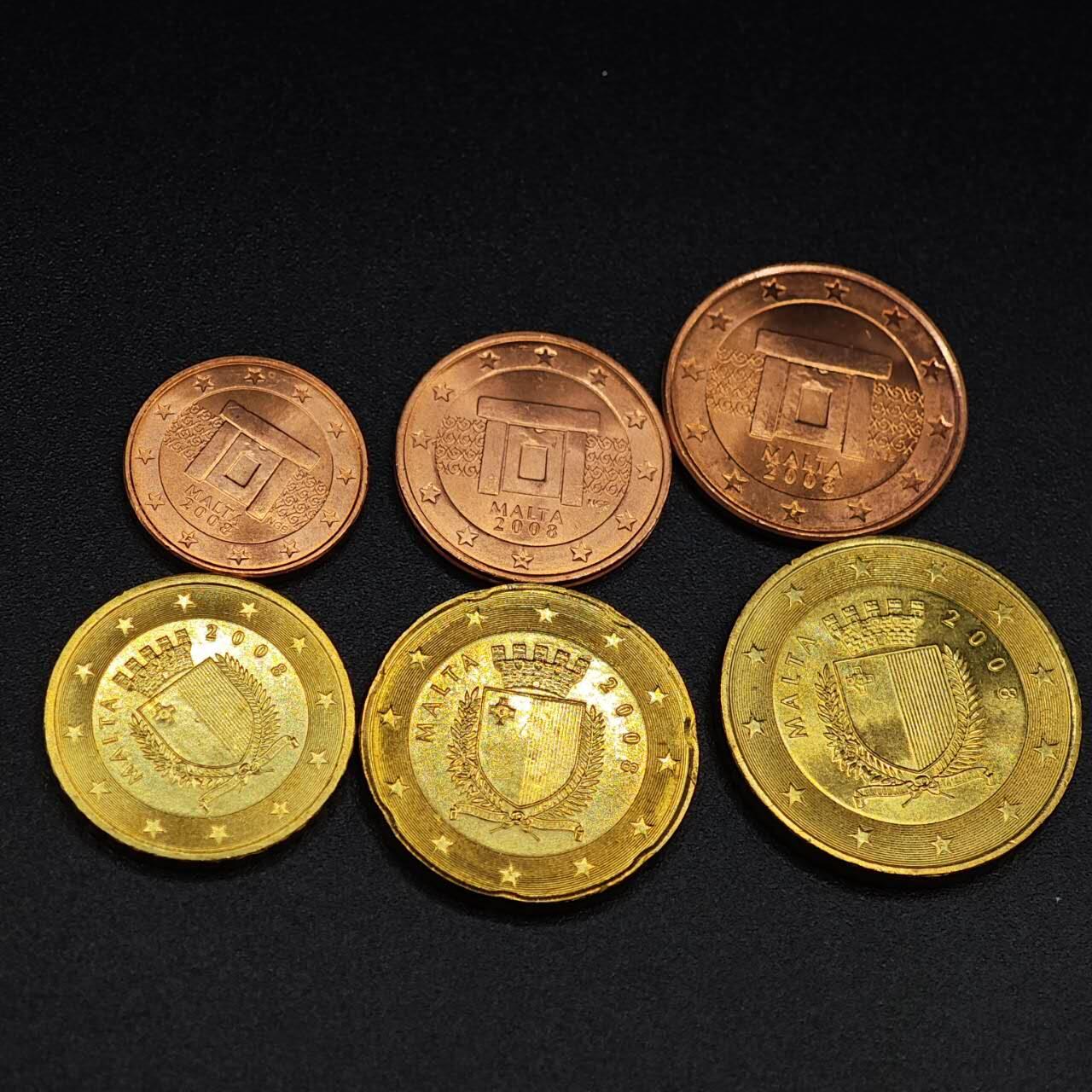 【淘币小摊】实时拍第八百零三拍   散币套币场   满百包邮可预留二周 每周一统一发货   马耳他2008年6枚欧元版