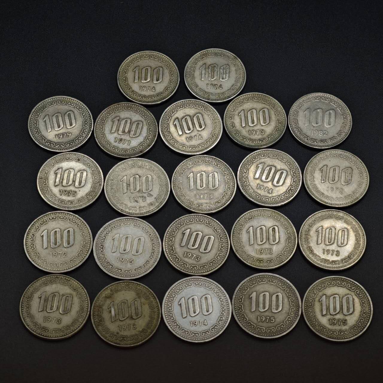 【淘币小摊】实时拍第八百零三拍   散币套币场   满百包邮可预留二周 每周一统一发货   韩国100元镍币22枚