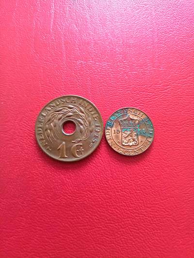 【云涧收藏】第八十场 - 荷属东印度1945年1/2、1分（S标）2枚