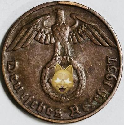 文馨钱币收藏第 282 场，【 长期接收代拍品】，加拿大老铜代用币，银币，德三系列场 - 极美品 1937 年德三帝国 1 芬尼铜币 A 标