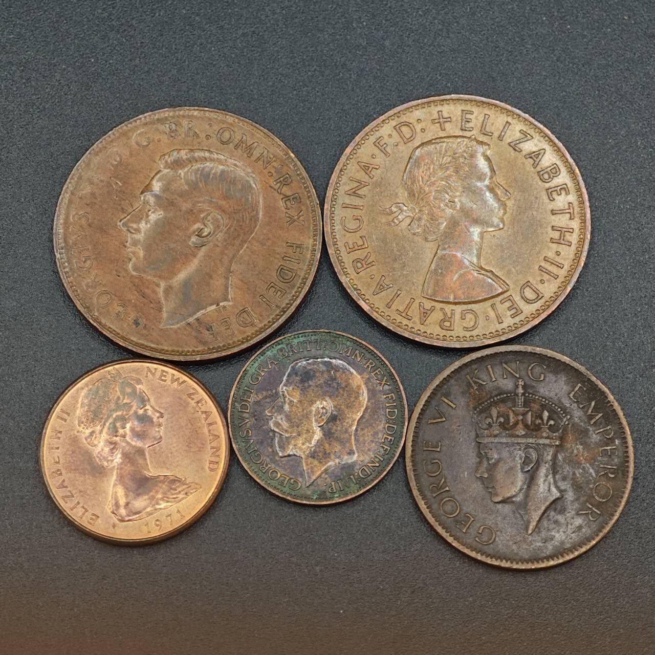 【淘币小摊】实时拍第八百零三拍   散币套币场   满百包邮可预留二周 每周一统一发货   澳大利亚新西兰英国印度铜币5枚