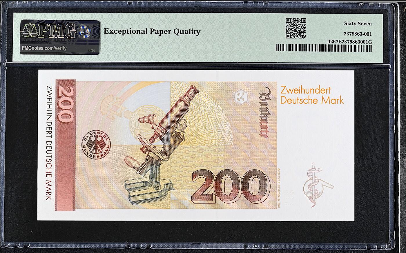 《艾美收藏》第221期-11.23周日黄金场精品荟萃 德国200马克 PMG67E 1989年 德国医学家埃尔利希