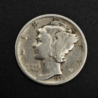 【淘币小摊】实时拍第八百零三拍   散币套币场   满百包邮可预留二周 每周一统一发货   - 美国1936年小飞人10分银币