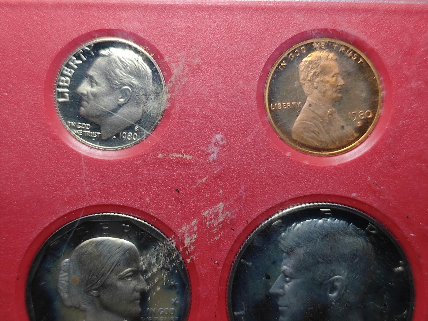 KK钱币收藏小铺 （套币 好品/批量散币 银币）专场  2月预留时间 周末发货  1980美国清年精制套币 含苏珊一元精制币 氧化