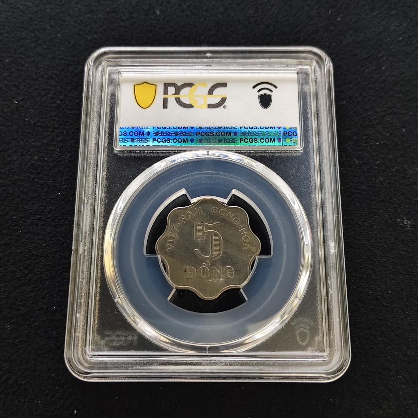 【全场包邮】纯粹捡漏拍481场（免费代拍第18场） 越南1966年水稻花齿形5盾-PCGS MS63