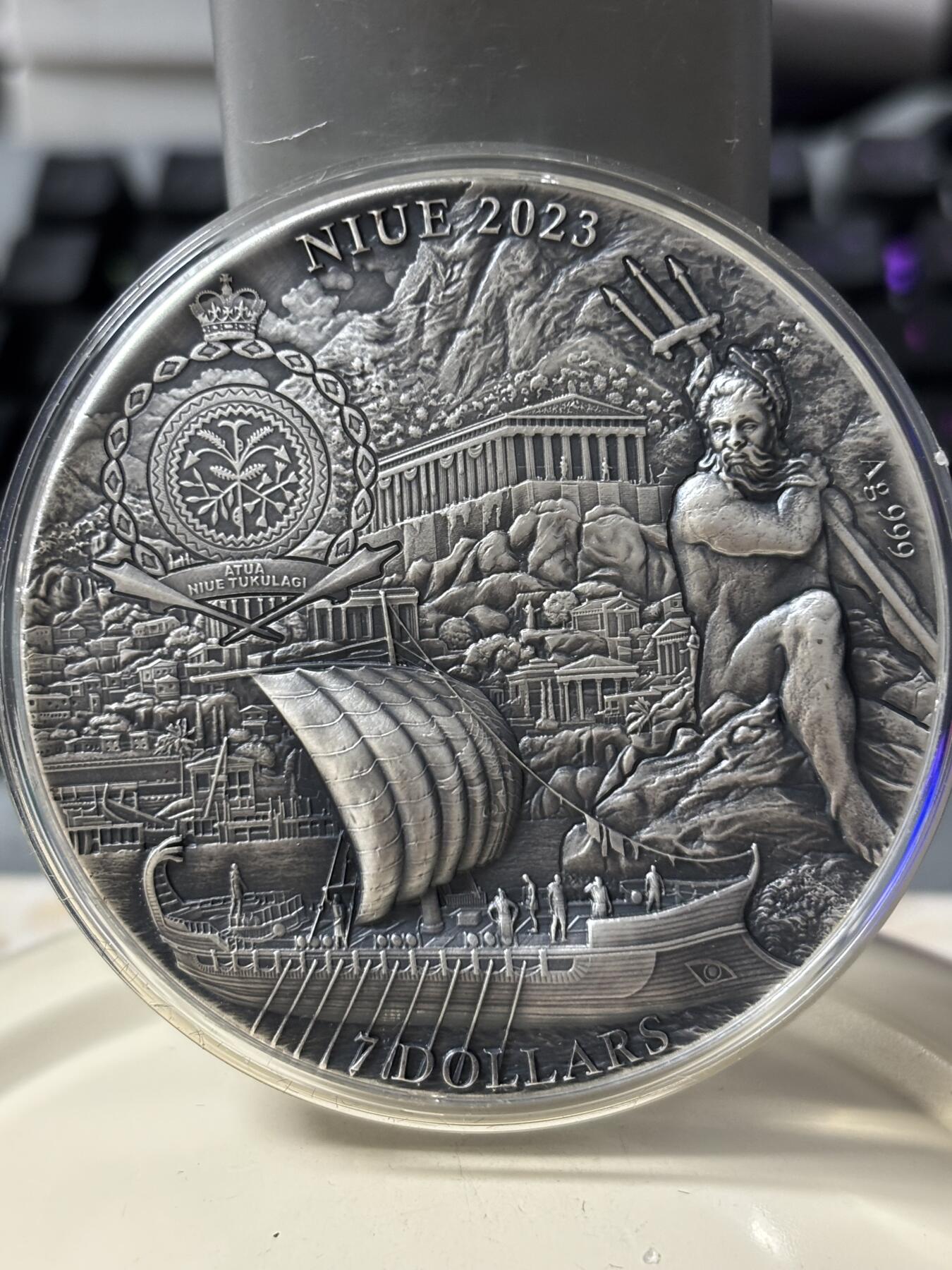 第183期拍卖 纽埃2023年希腊史诗奥德赛奥德修斯和女巫 3盎司纪念银币，999银，发行500枚，