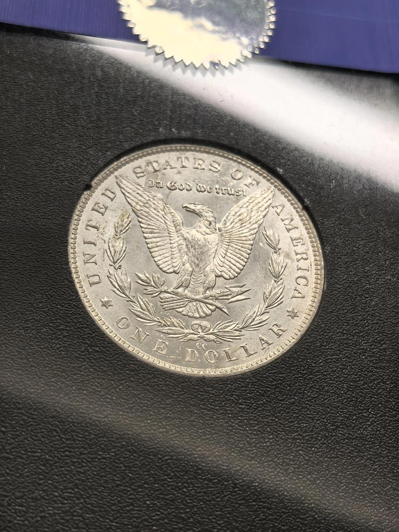 博洋堂藏家专场系列之美国钱币白金之夜专场暨第148期（全场包邮） NGC MS63 美国1882 CC 摩根 卡森厂 GSA大封装 附原盒 双面覆盖淡黄色包浆 高分难得 十字转光