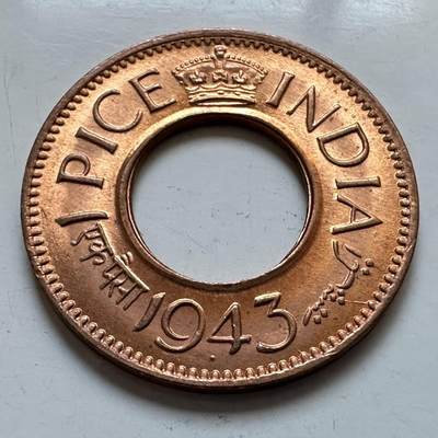 🌹外币初藏🌹🐯2025年第131场  每周二四六晚8️⃣点 接代拍 - 印度1943年一派沙 原光b