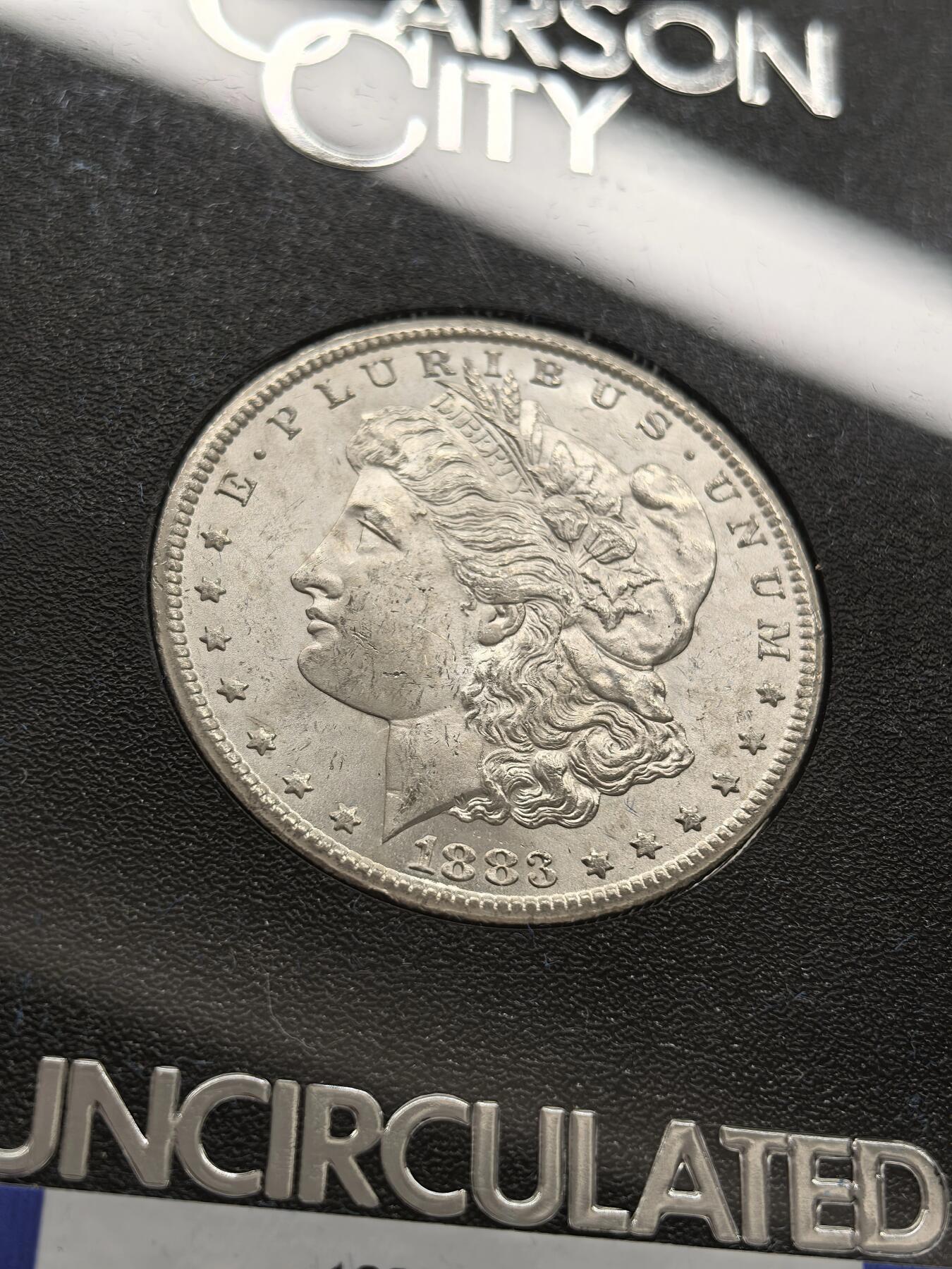 博洋堂藏家专场系列之美国钱币白金之夜专场暨第148期（全场包邮） NGC MS63 美国1883 CC 摩根 卡森厂 GSA大封装 附原盒及证书 霜感十足 高分难得 十字转光