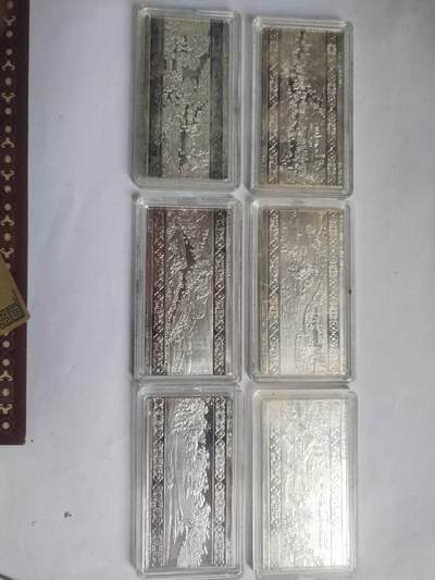 纪念币 评级币 硬币专场 - 2009年 清明上河图银砖。6枚 150克 Ag99.9%纯银。