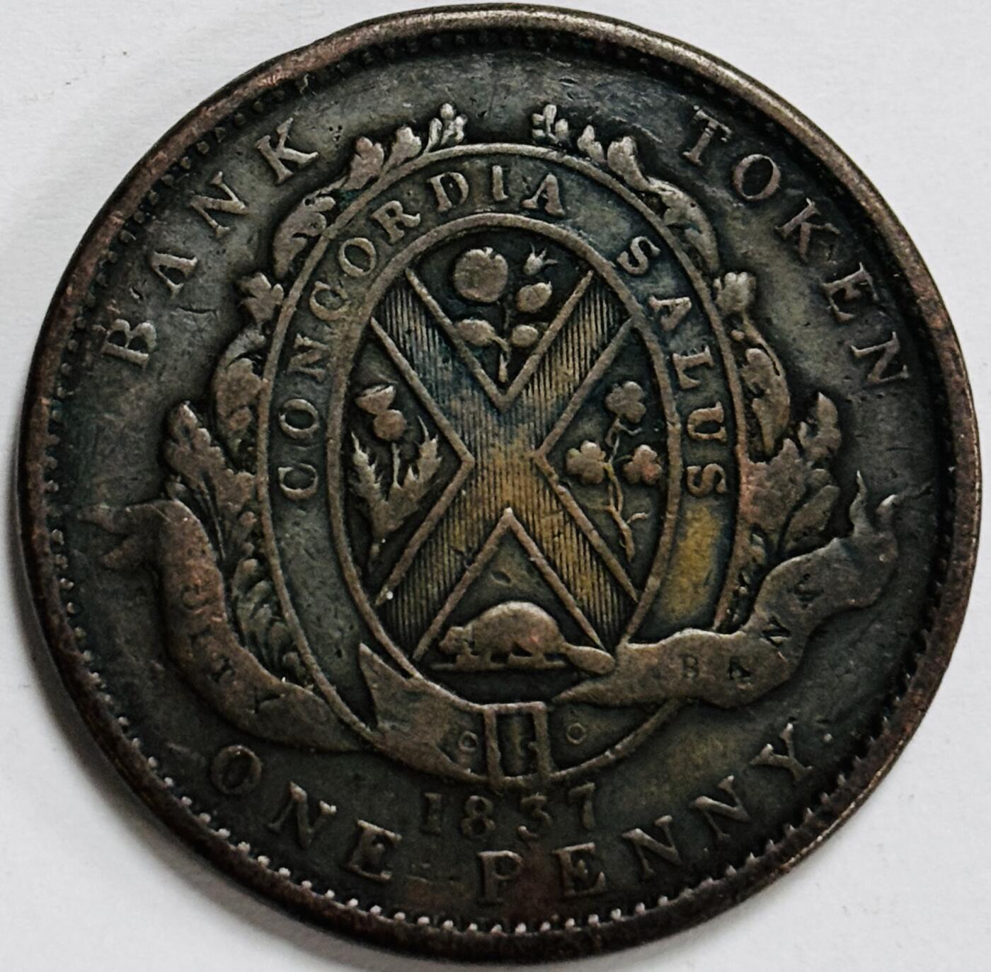 文馨钱币收藏第 282 场，【 长期接收代拍品】，加拿大老铜代用币，银币，德三系列场 少见极美品下加拿大银行代币