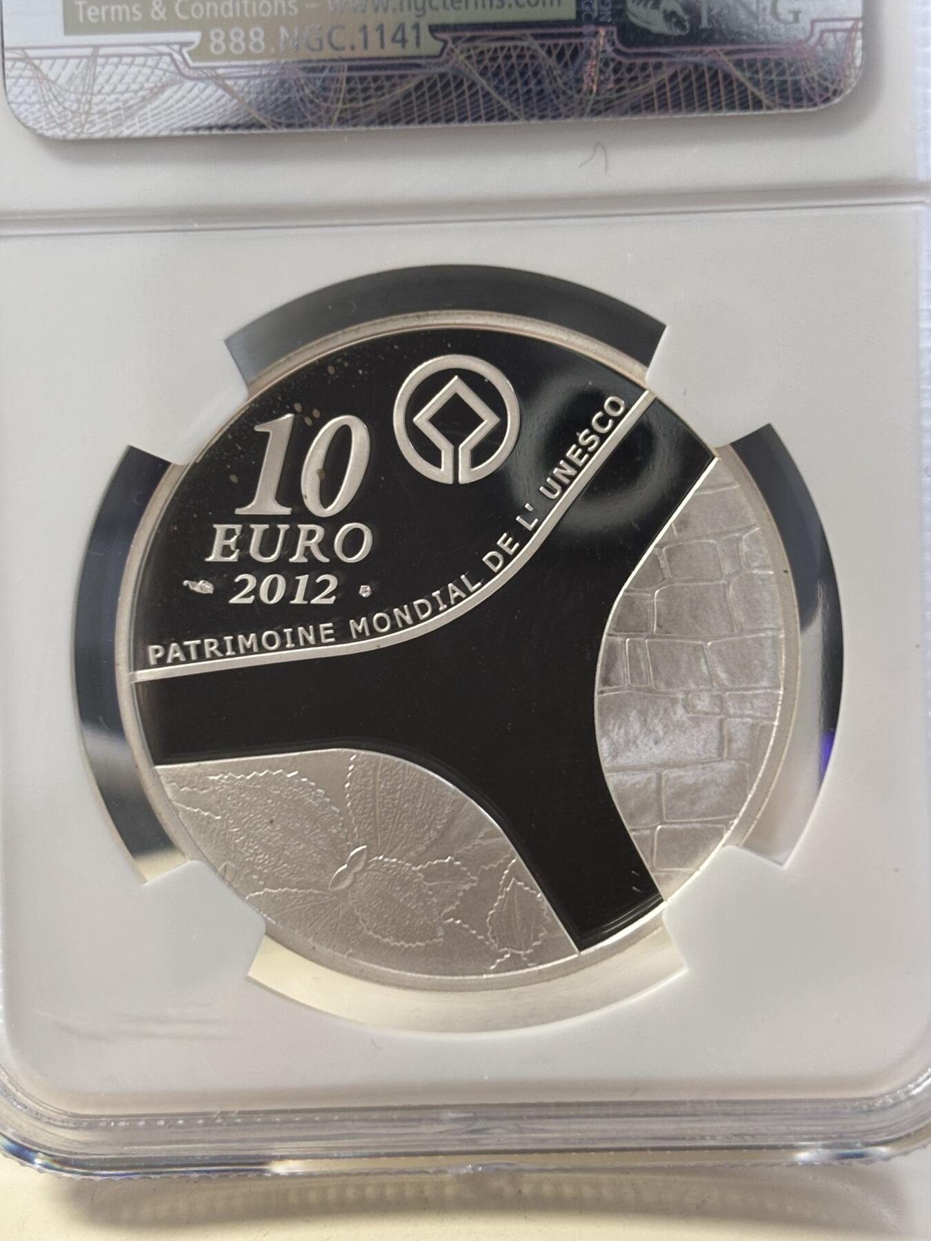 第182期拍卖 法国2012年世界文化遗产埃及阿布辛贝神庙精制纪念银币NGC-PF70,22.2克，900银