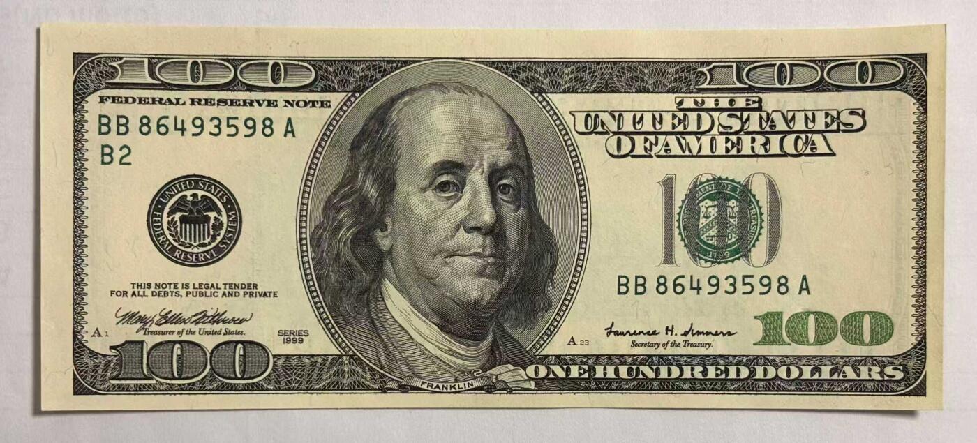 《外钞收藏家》第五百八十七期（精选场）（本平台长期征集拍品、欢迎藏友们联系合作） 1999年 100美元 大头稀少年份 实物图