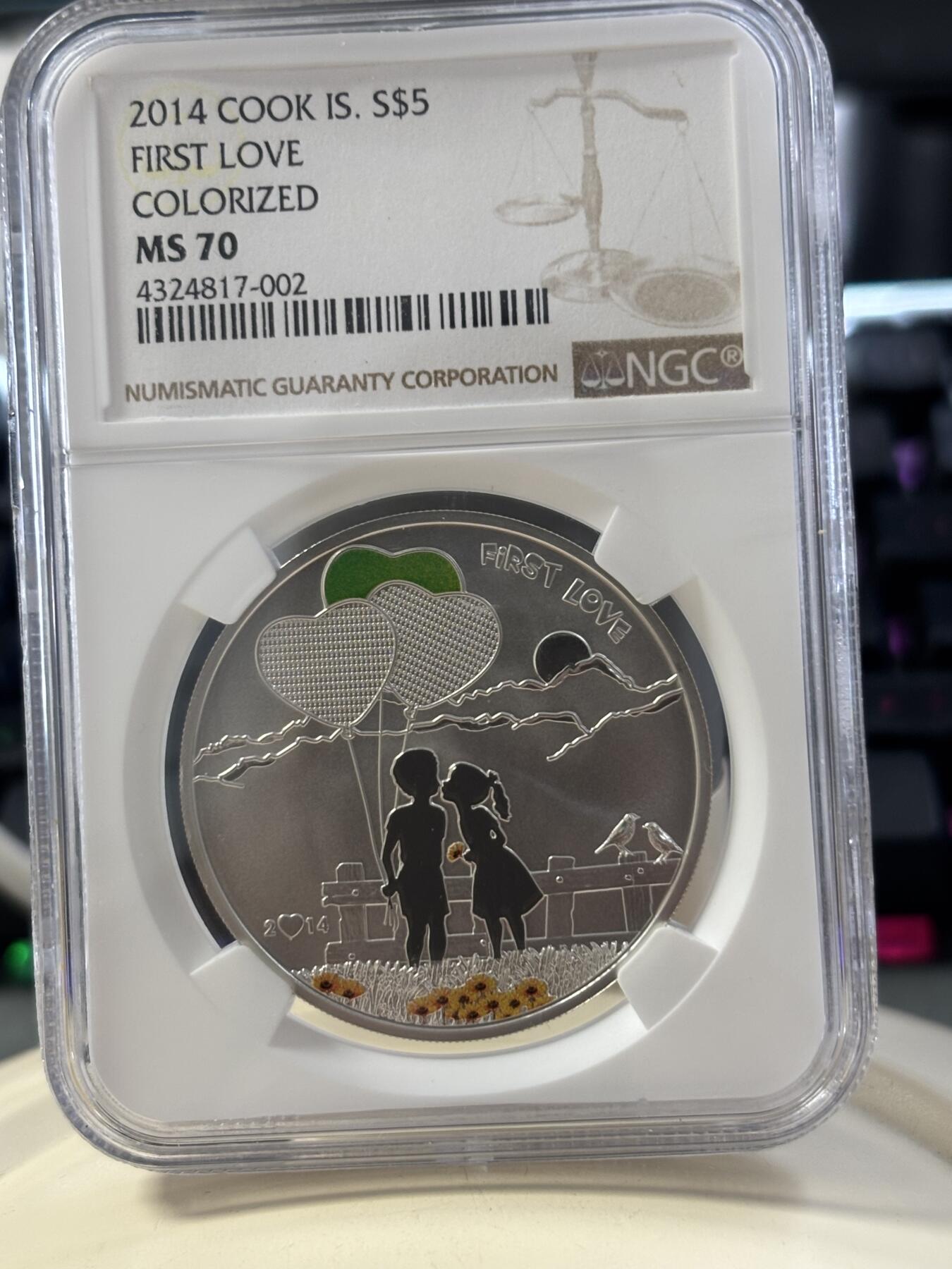 第182期拍卖 库克2014年画出未来初恋银币NGC-MS70，20克，925银