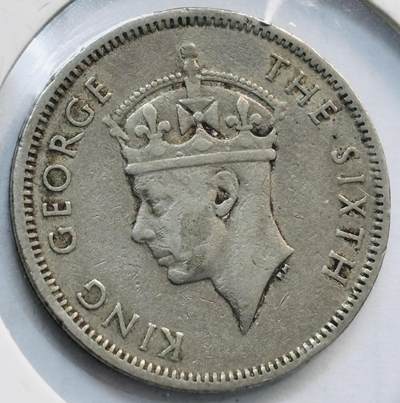 文馨钱币收藏第 282 场，【 长期接收代拍品】，加拿大老铜代用币，银币，德三系列场 - 少见 1950 年英属毛里求斯乔治六世 半卢比，只发行两年