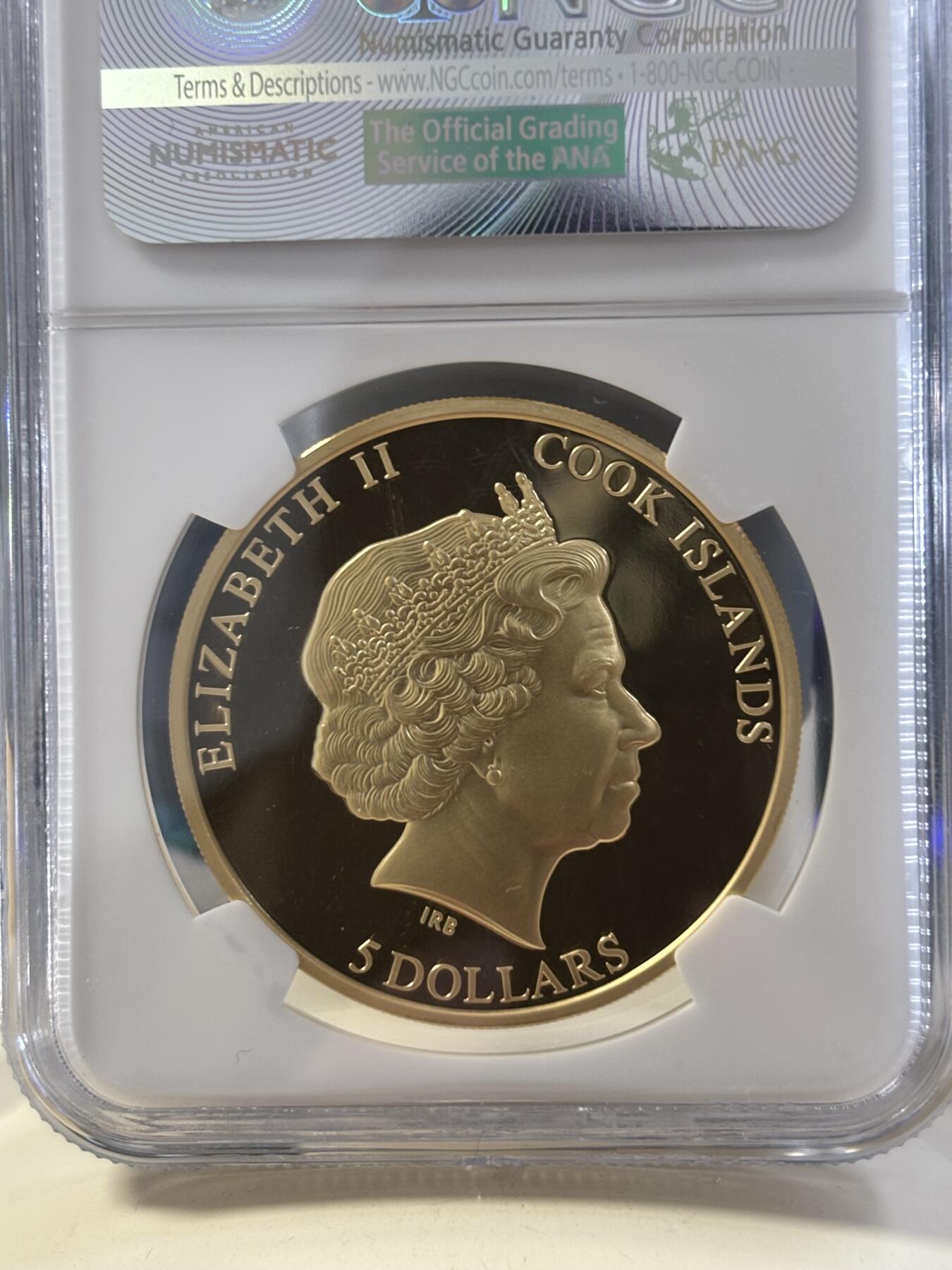 第182期拍卖 库克2015年自然之影蝴蝶激光三维微雕精制镀金纪念银币NGC-PF69，25克，925银