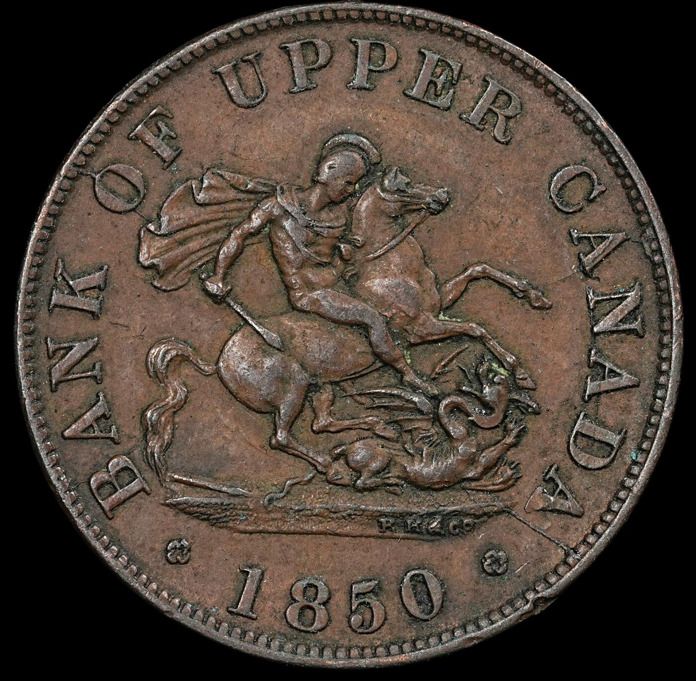 修遠堂世界钱币第九十四期 1850年上加拿大银行1/2便士代用币