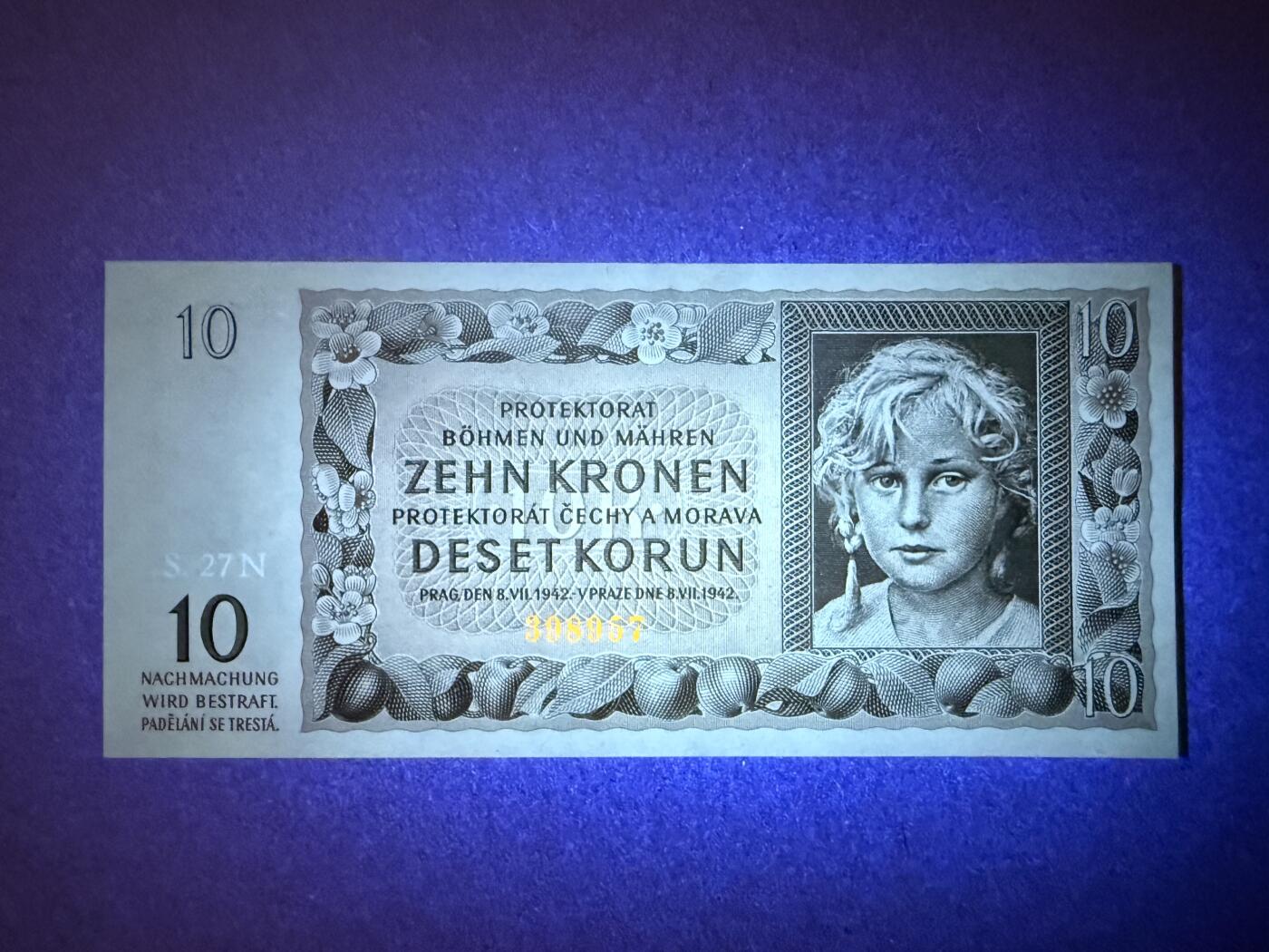 《艾美收藏》第221期-11.23周日黄金场精品荟萃 波西米亚与摩拉维亚10克朗 UNC 1942年老版本 无4