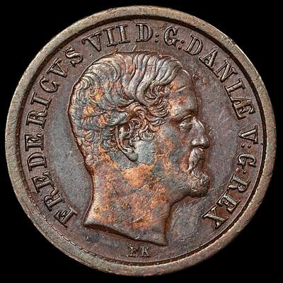 修遠堂世界钱币第九十四期 - 1853年丹麦 1 RIGSBANKSKILLING铜币