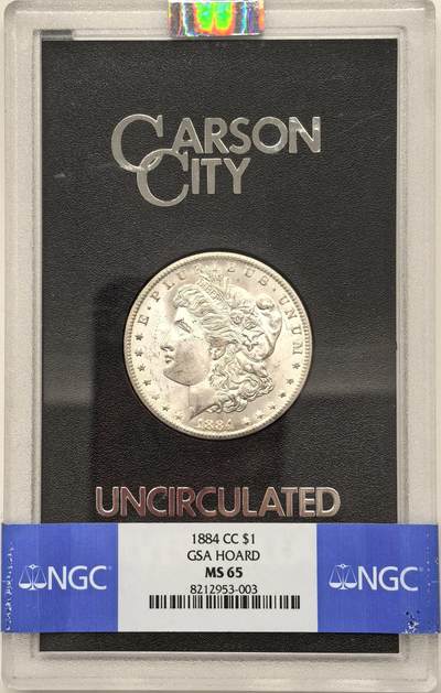 博洋堂藏家专场系列之美国钱币白金之夜专场暨第148期（全场包邮） - NGC MS65 美国1884 CC 摩根 卡森厂 GSA大封装 高分难得 十字转光