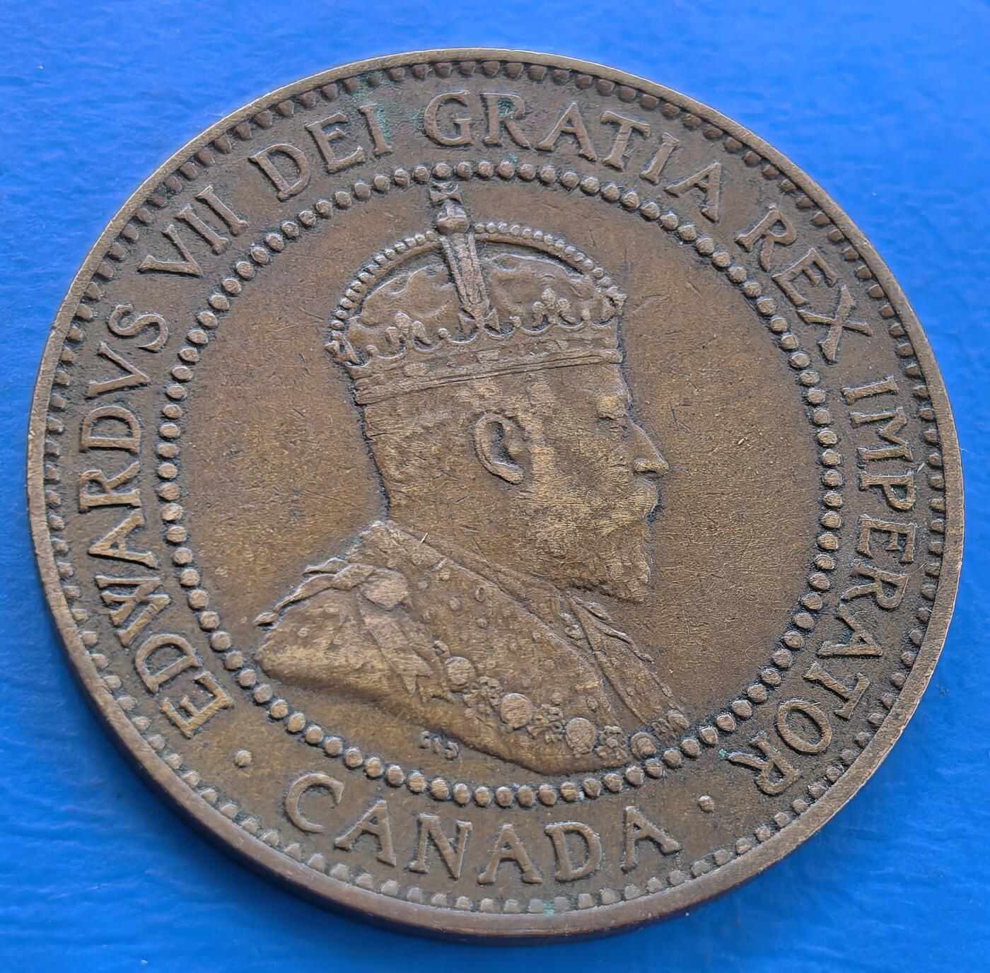 外国优质老铜币银币，未完待续 少见加拿大爱德华七世戎装版1910年壹分
