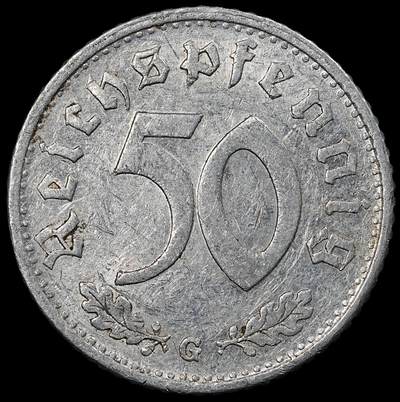 修遠堂世界钱币第九十四期 - 1940年德三50芬尼铝币 G厂铭 少见年份厂铭