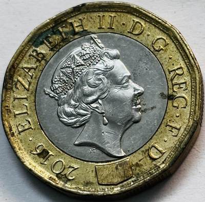 文馨钱币收藏第 282 场，【 长期接收代拍品】，加拿大老铜代用币，银币，德三系列场 - 少见原光品相老年女王 2016 年英国双金属 1 英镑，女王最后一版首发年