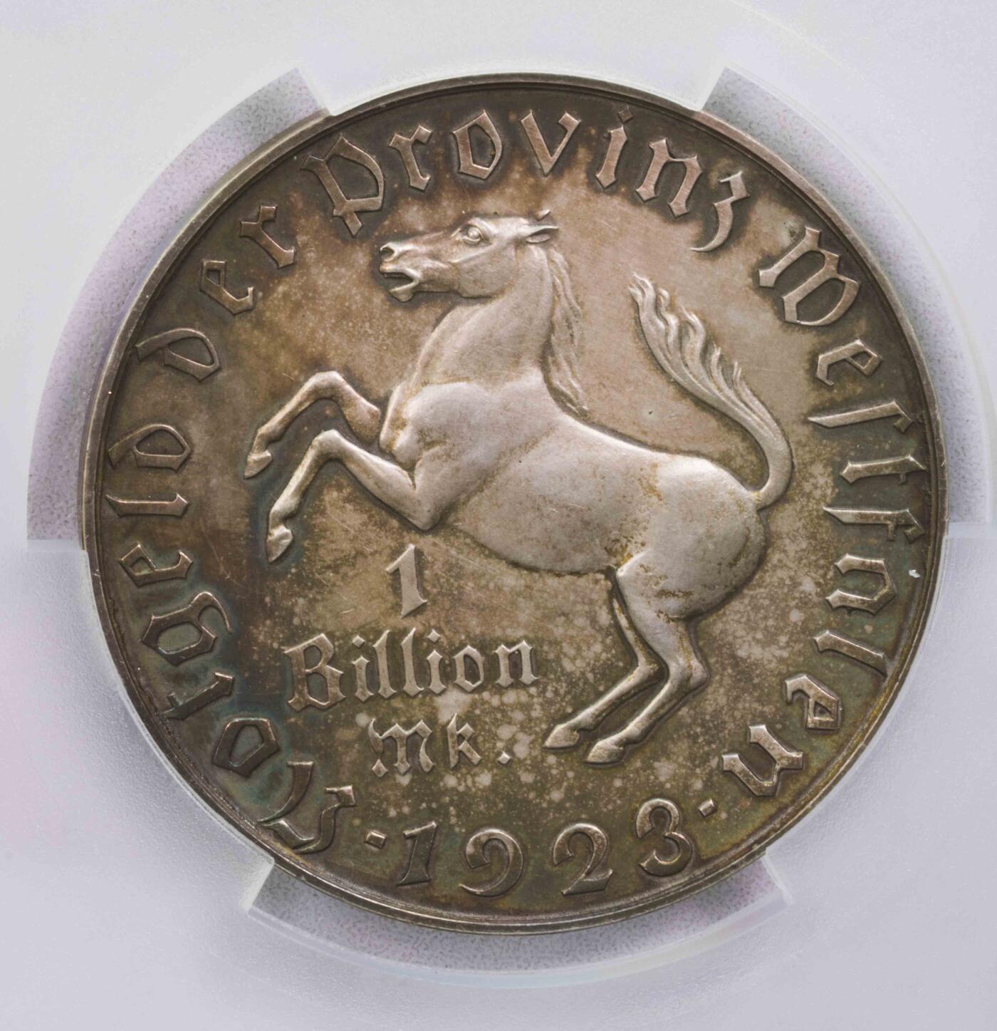 PCGS-MS62 1923德国威斯特法伦一万亿马克大马币