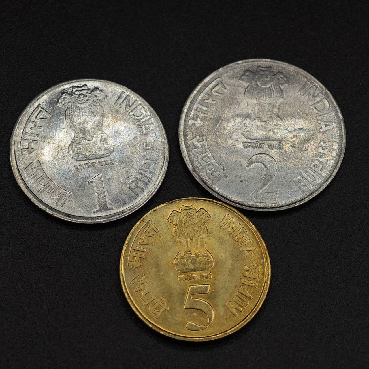 【淘币小摊】实时拍第八百零三拍   散币套币场   满百包邮可预留二周 每周一统一发货   印度2010年银行75周年纪念币3枚套