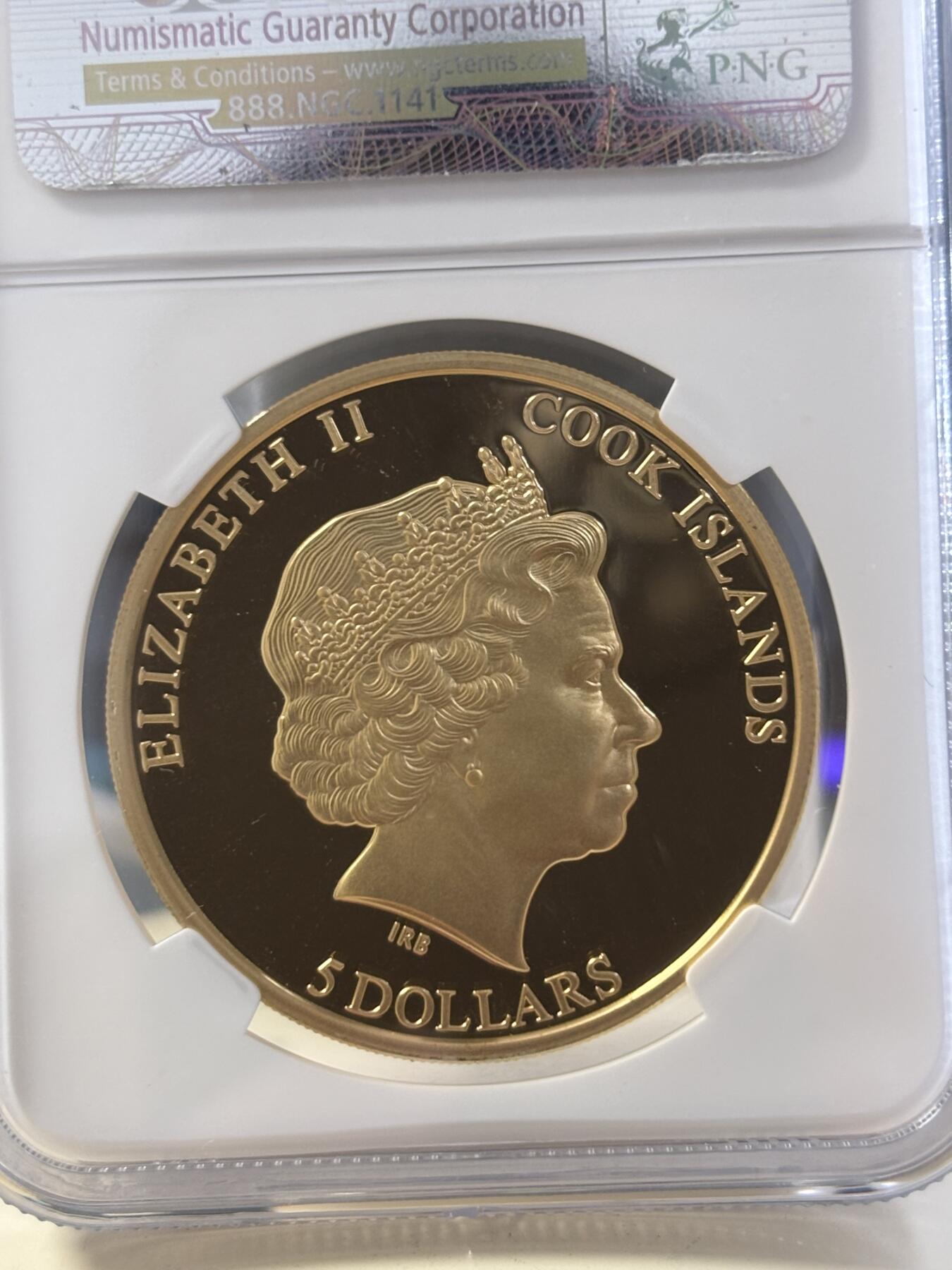 第182期拍卖 库克2014年系列龙头自然之影蜜蜂激光三维微雕精制镀金纪念银币NGC-PF69，25克，925银