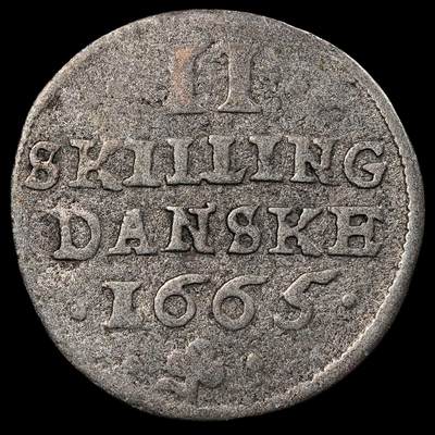 修遠堂世界钱币第九十四期 - 1665年丹麦2 SKILLING  0.92g