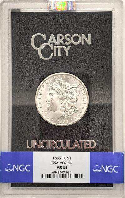 博洋堂藏家专场系列之美国钱币白金之夜专场暨第148期（全场包邮） - NGC MS64 美国1883 CC 摩根 卡森厂 GSA大封装 高分难得 十字转光