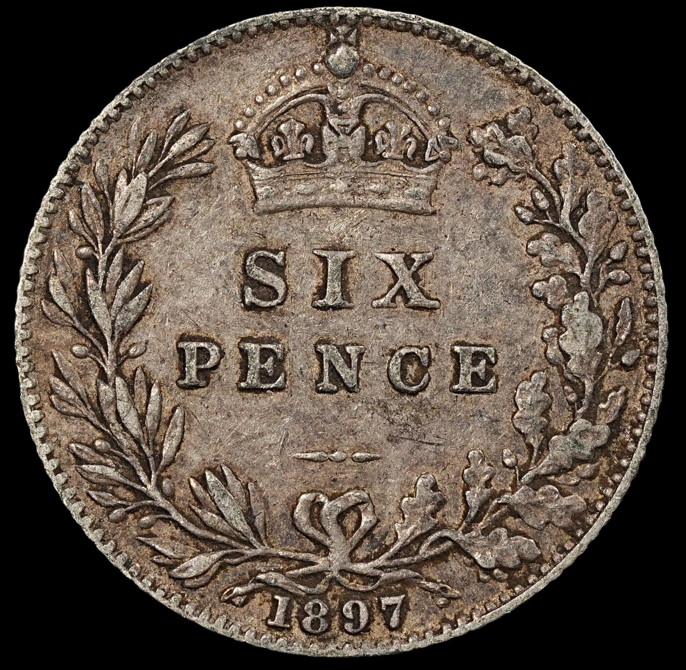 修遠堂世界钱币第九十四期 1897年英国6便士银币