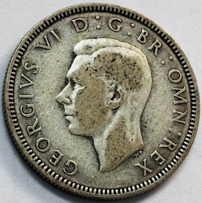 文馨钱币收藏第 282 场，【 长期接收代拍品】，加拿大老铜代用币，银币，德三系列场 - 1940 年英国乔治六世 1 先令银币，第二版 500 银