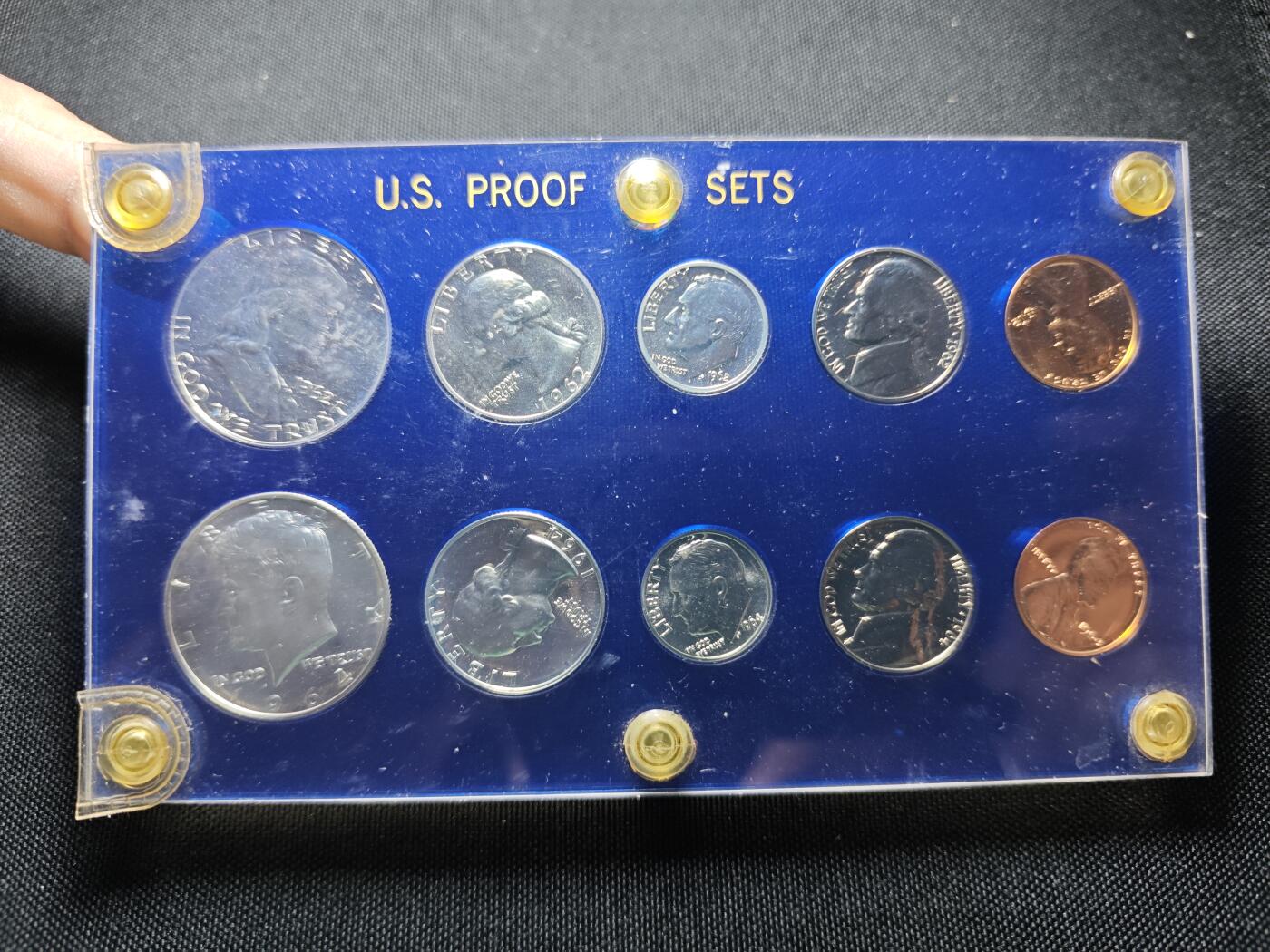 KK钱币收藏小铺 （套币 好品/批量散币 银币）专场  2月预留时间 周末发货  美国精制套币1962/1964年清年2套一卡册 含6枚高银银币