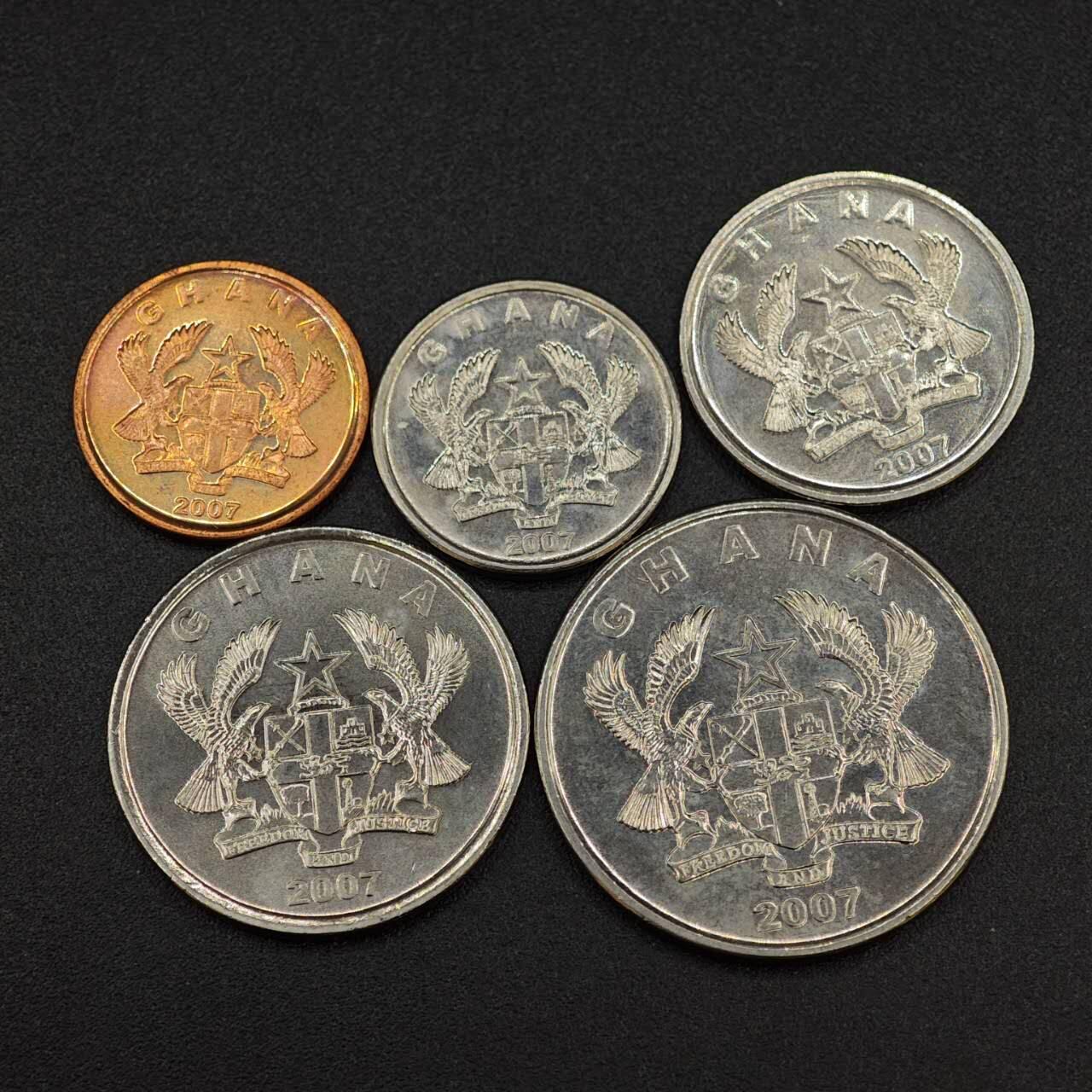 【淘币小摊】实时拍第八百零三拍   散币套币场   满百包邮可预留二周 每周一统一发货   加纳2007年5枚