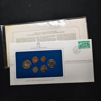 【全场包邮】纯粹捡漏拍482场（免费代拍第19场）-币封+套装+富兰克林（注意佣金） - 【邮币封】所罗门群岛1977年独立首年官方精制套币邮币封-带说明