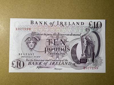 《艾美收藏》第221期-11.23周日黄金场精品荟萃 - 北爱尔兰10镑 UNC 1985年 爱尔兰银行早期版本 无4双尾