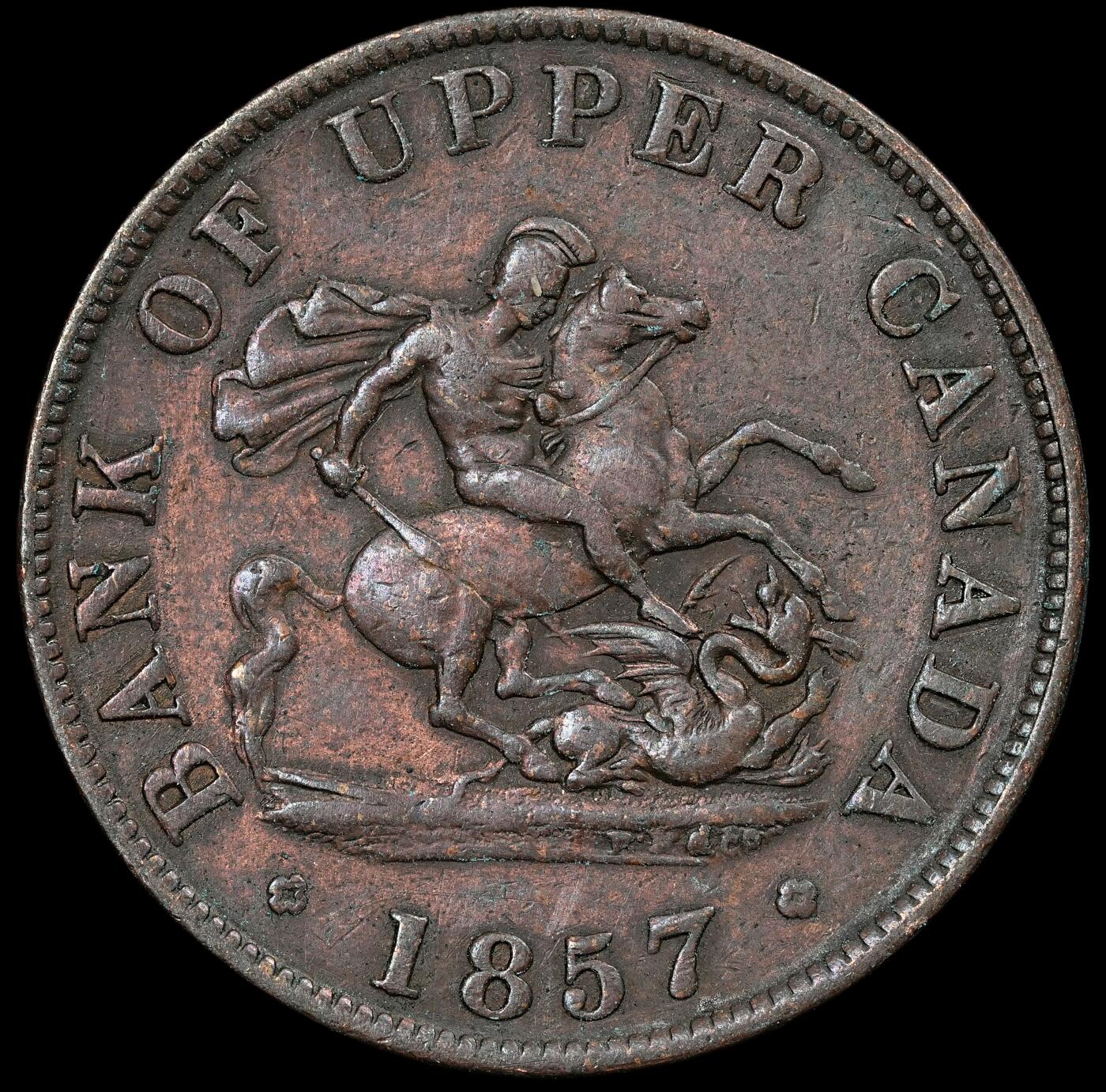 修遠堂世界钱币第九十四期 1857年上加拿大银行1/2便士代用币