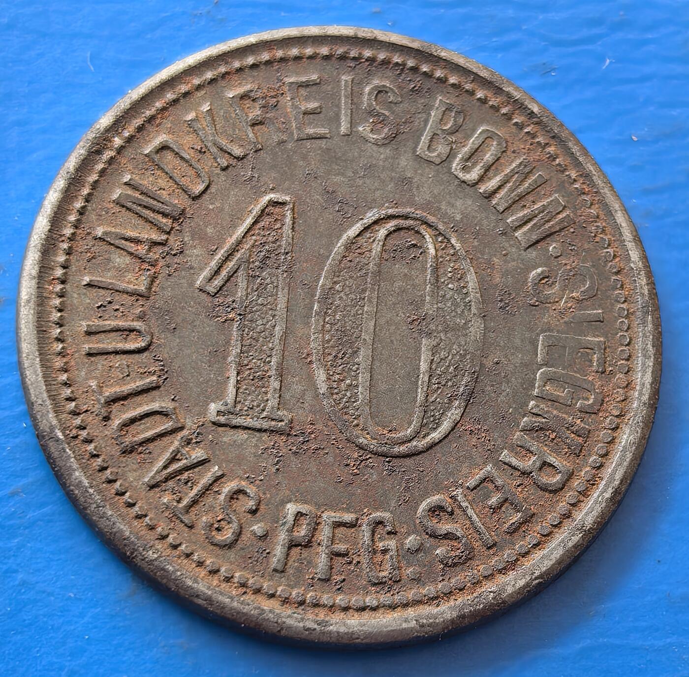 外国优质老铜币银币，未完待续 德国波恩大桥1918年10芬尼