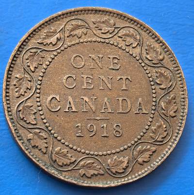 外国优质老铜币银币，未完待续 - 加拿大乔治五世1918年大壹分