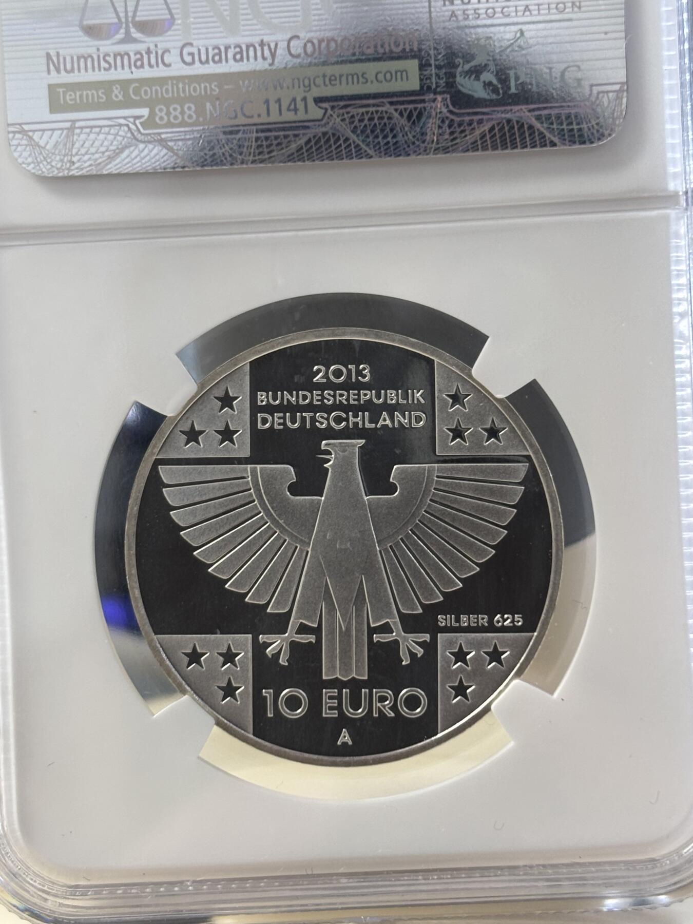 第182期拍卖 德国2013年红十字会成立150周年10欧元纪念银币NGC-PF69,16克,625银