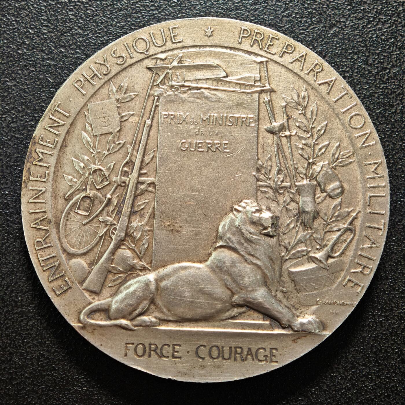【德藏】世界币章拍卖第154期（拍品征集中~欢迎藏友联系） 法国国防部一战动员备战镀银纪念铜章 丰饶角边铭 直径约：49.7mm；重约：63.1g 设计精细 图案立体